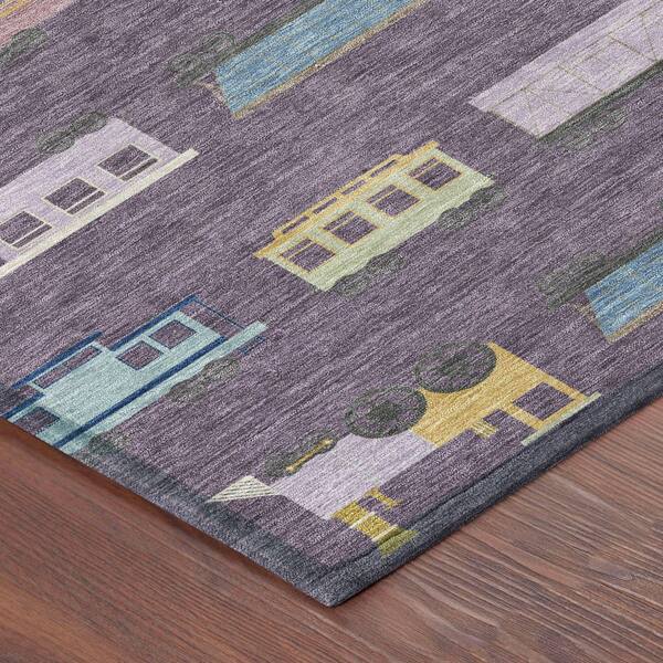 Chantille Machine Washable Indoor/Outdoor Abstract ACN2621 Plum 10 ft. x 14 ft. Area Rug