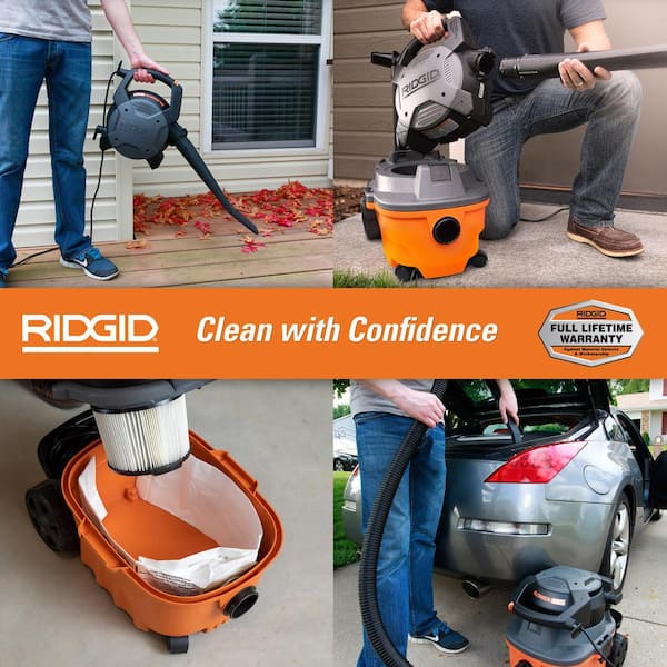 4 Gal. 6.0 Peak HP Shop Vacuum Wet Dry Vac with Detachable Blower, Fine Dust Filter, Dust Bags and Accessories WD4080B