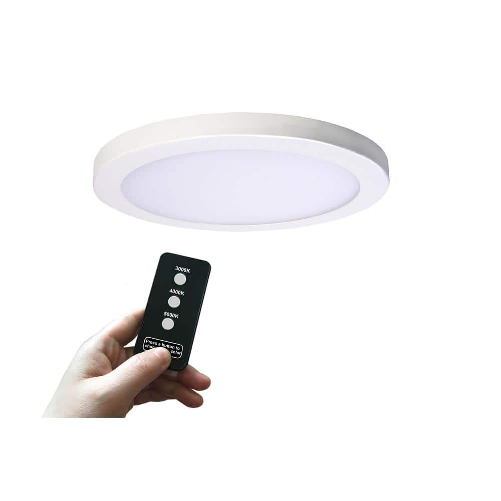 15" White Modern Round LED Ceiling Light with Remote