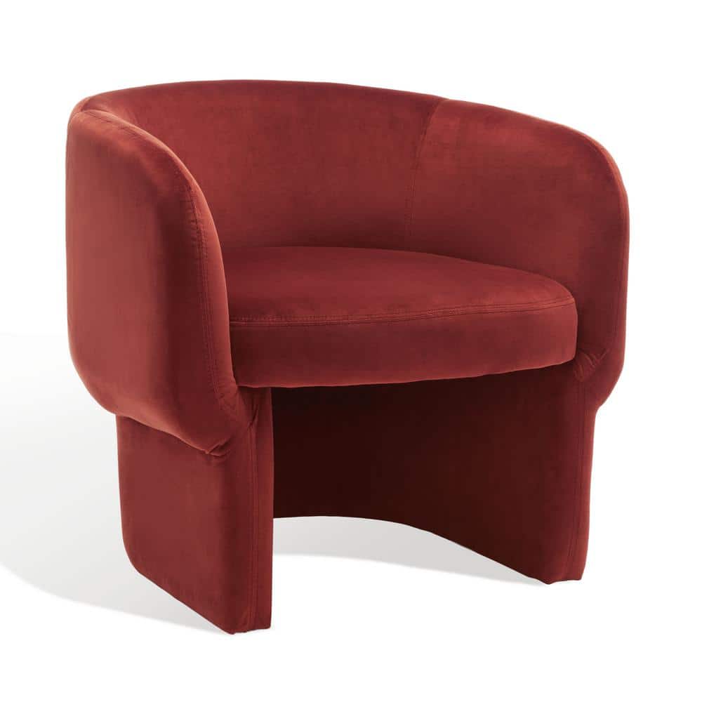 Rust Velvet Barrel Chair with Manufactured Wood Frame