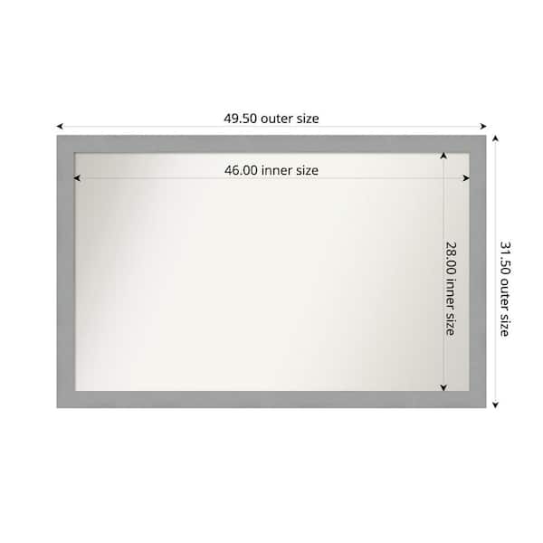 Amanti Art Brushed Nickel 49.5 in. x 31.5 in. Custom Non-Beveled Recycled Polystyrene Framed Bathroom Vanity Wall Mirror