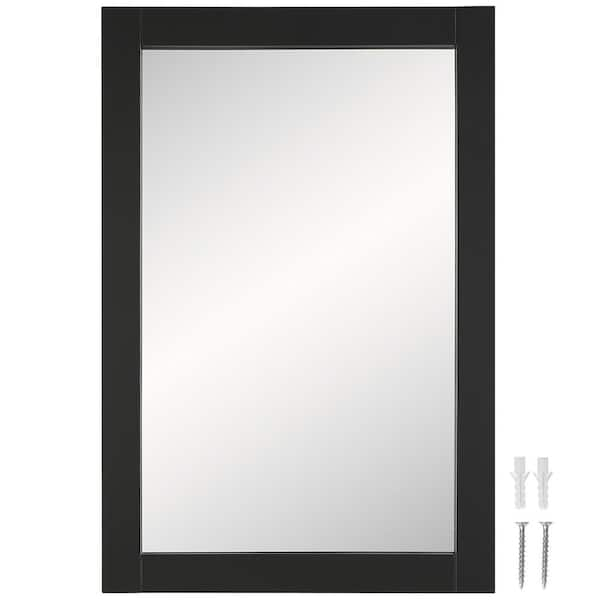 Design House Shorewood 24 in. W x 30 in. H in Large Rectangular, Framed Wood Wall Mirror Bathroom Vanity Mirror Matte Black