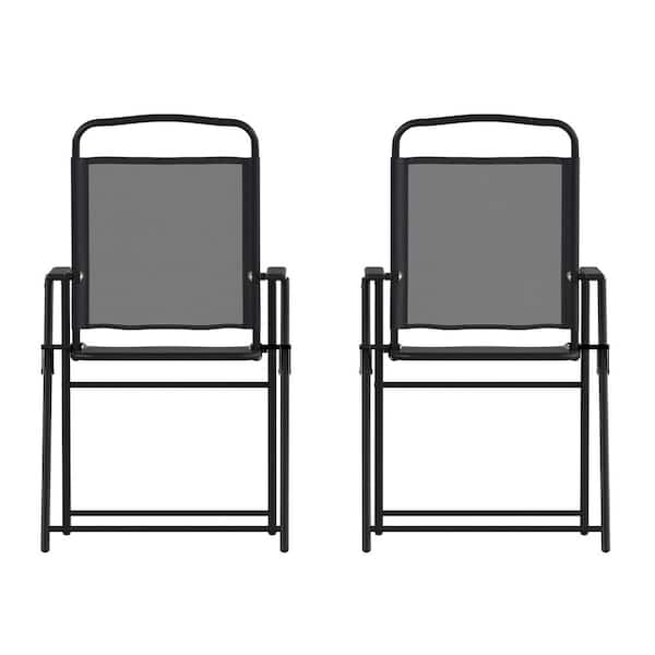 Carnegy Avenue Black Steel Outdoor Lounge Chair in Black (Set of 2)
