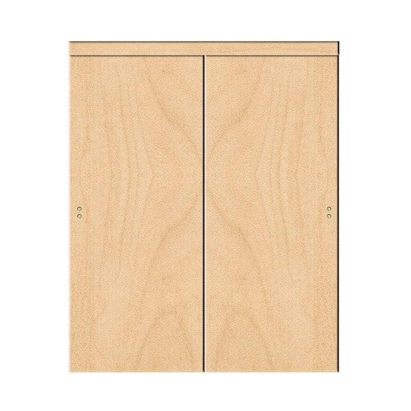 Impact Plus 42 in. x 84 in. Smooth Flush Stain Grade Maple Solid Core MDF Interior Closet Sliding Door with Matching Trim