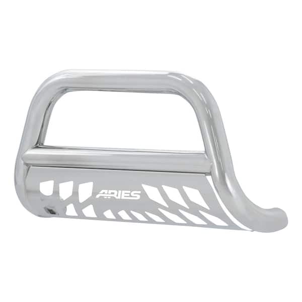 Aries 3-Inch Polished Stainless Steel Bull Bar, No-Drill, Select Chevrolet Silverado, GMC Sierra 2500, 3500 HD