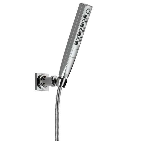 Delta 4-Spray Patterns 1.75 GPM 1.43 in. Wall Mount Handheld Shower Head with H2Okinetic in Lumicoat Chrome