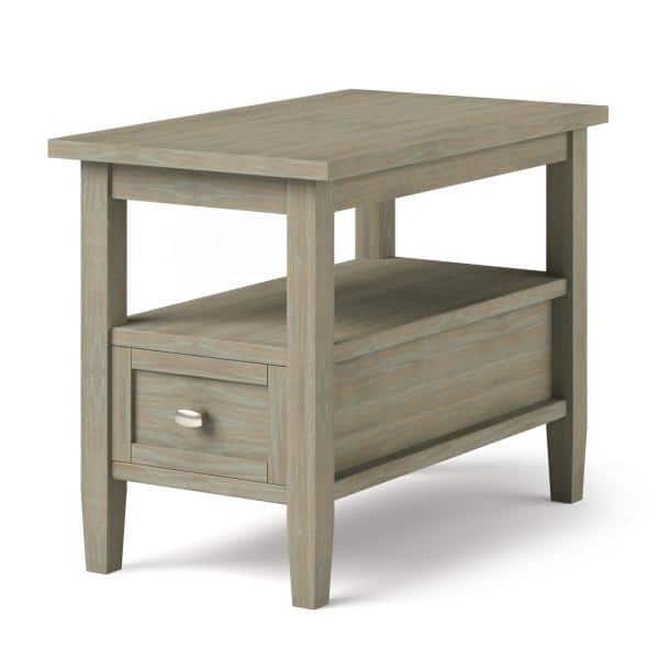 W Distressed Grey Narrow Side Table, Narrow Sofa Side Table With Drawers