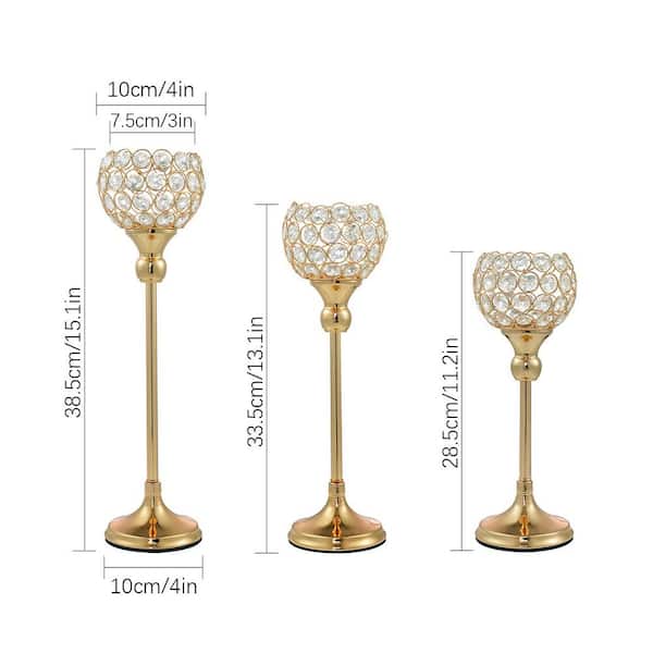 3pcs Crystal Tea Light Holders,European Style Home Couple Decoration, Open  Ball Candle Holder Metal Crafts Ornaments, Romantic Light Luxury Candle Hol