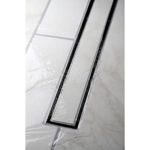 Designline 32 in. Stainless Steel Linear Shower Drain with Tile-In Pattern Drain Cover