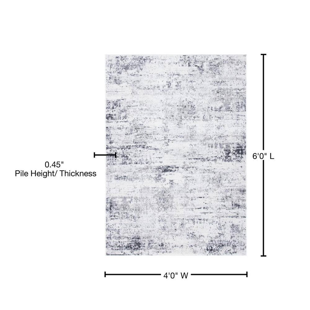 Ivory and Grey Abstract 4' x 6' Synthetic Area Rug