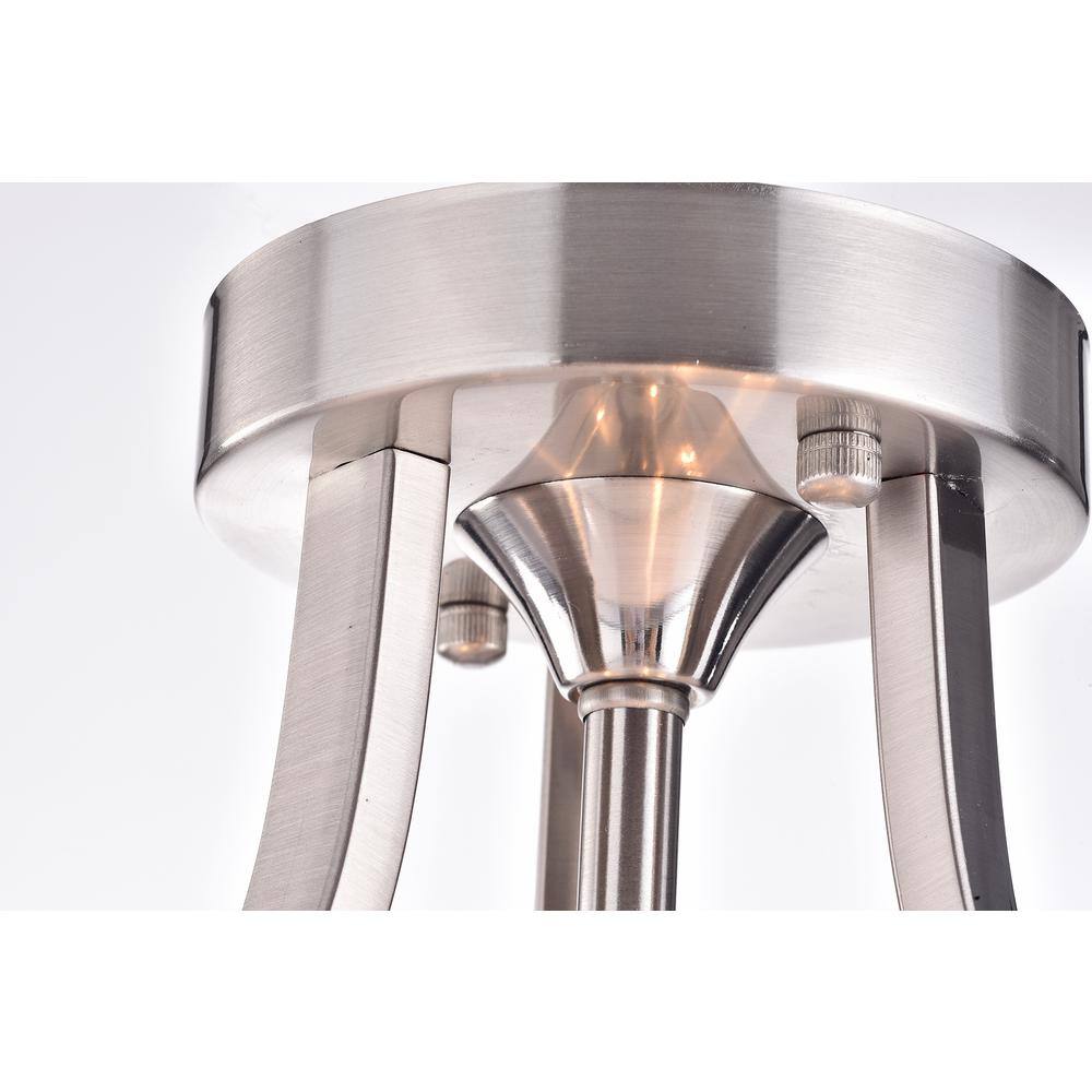 Modern Brushed Nickel 13.8" Double Drum Crystal Semi Flush Mount Chandelier