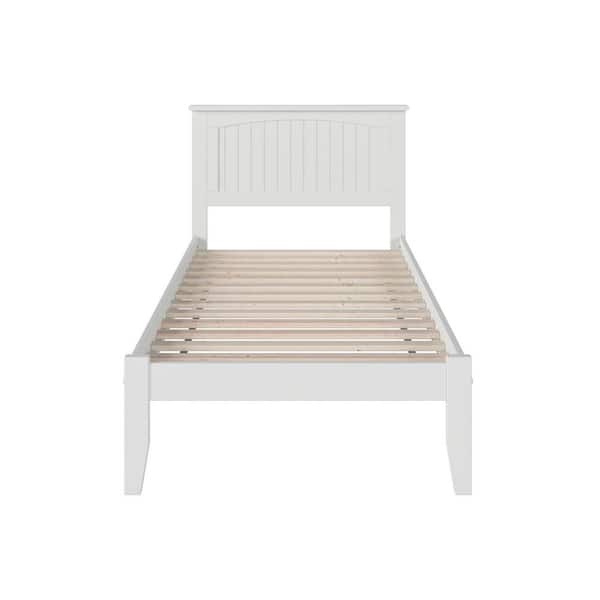 Nantucket White Solid Wood Frame Twin Panel Bed with Headboard and Attachable Device Charger