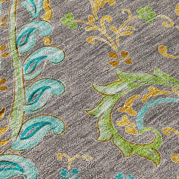 Taupe 2 ft. x 8 ft. Woven Paisley Polyester Runner Indoor/Outdoor Area Rug