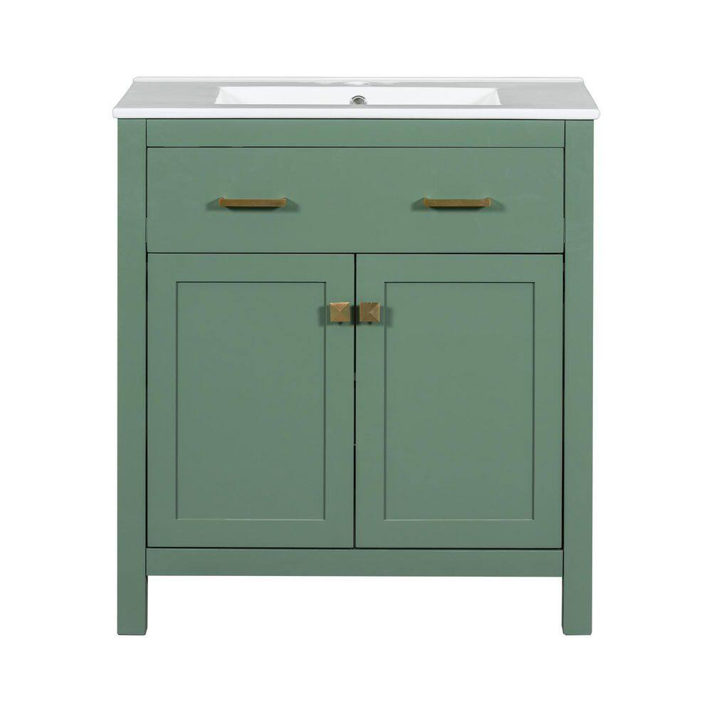 60 in. Freestanding Green Bath Vanity with White Ceramic Top Unassembled price history on PriceWatchPro