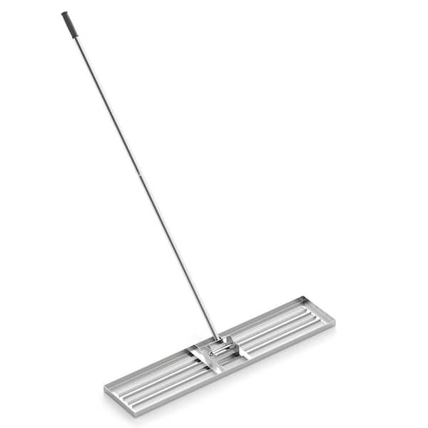 Gymax 30 in. x 10 in. Heavy Duty Lawn Level Tool for Soil w/ 67 in. Handle Dirt Ground Leveler Silver