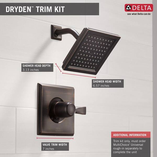 Delta Dryden 1-Handle 1-Spray Raincan Shower Faucet Trim Kit in