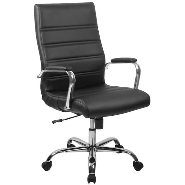 Flash Furniture Fundamentals Mid-Back Black LeatherSoft-Padded Task Office Chair with Arms