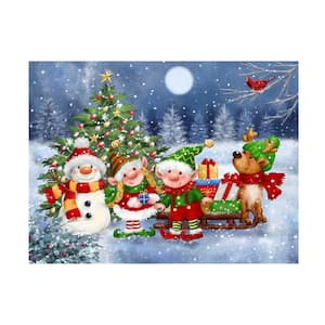 MAKIKO 'Christmas Elves And Friends' - Unframed Home Photography Wall Art 14 in. x 19 in.