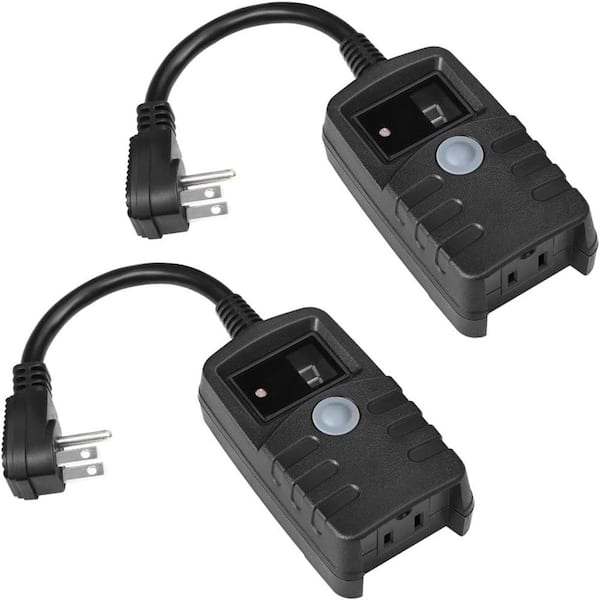 13 Amp 125V 540 min. Outdoor Countdown Photocell Sensor Timer with Electrical Grounded Outlets for String Light 2-Pack