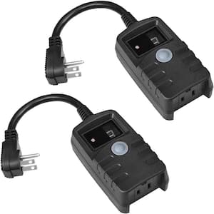 13 Amp 125V 540 min. Outdoor Countdown Photocell Sensor Timer with Electrical Grounded Outlets for String Light 2-Pack