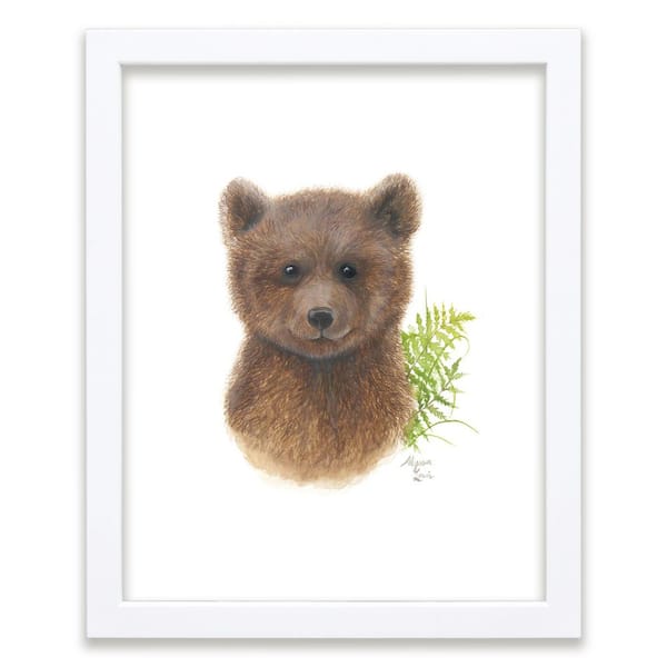 Unbranded Woodland Littles 2 "Bear" by Alyssa Lewis Individual White Framed Animal Art Print 24 in. x 18 in.
