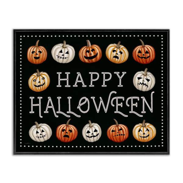 Happy Halloween Jack-o-Lanterns by Elizabeth Tyndall Framed Giclee Art Print Typography 11 in. x 14 in.