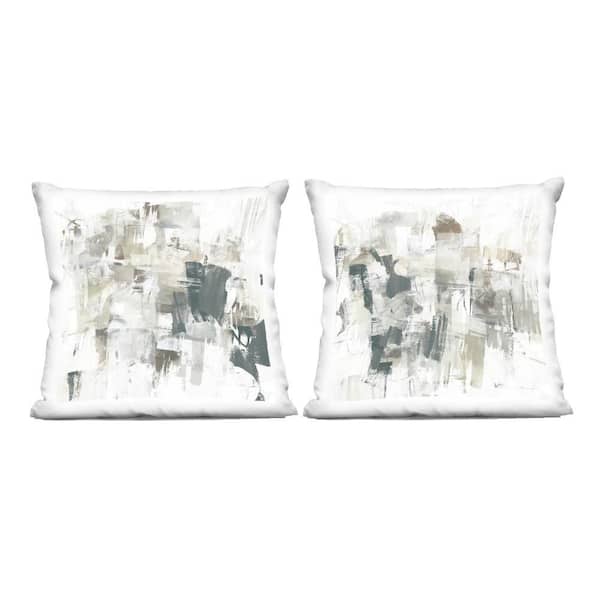 Stupell Industries Distressed Pale Paint Grey Abstract Polyester 18 in. X 18in. Throw Pillow, Set of 2