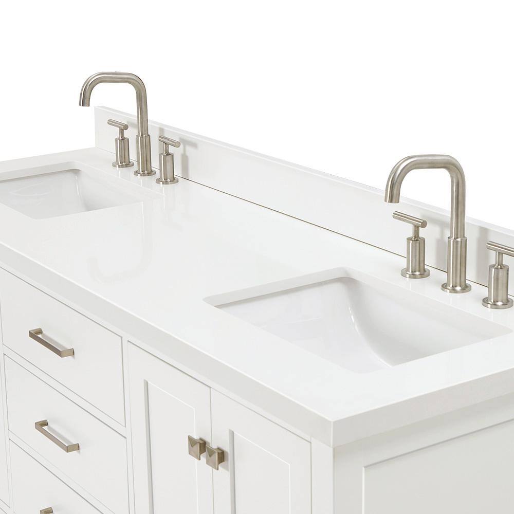 White Quartz Double Vanity with Rectangular Sinks