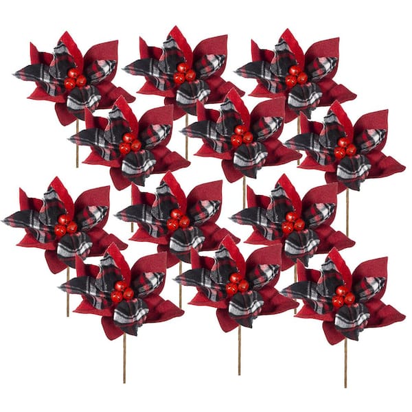 A & B Home 13 .4 in. Red Artificial Assorted Flowers Floral Arrangements