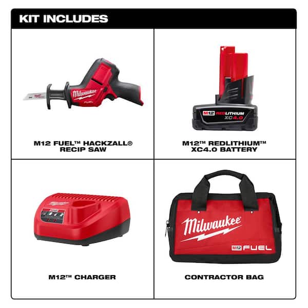 M12 FUEL 12V Lithium-Ion Brushless Cordless HACKZALL Kit w/SAWZALL Wood and Metal Cutting Bi-Metal Saw Blade Set (20PC)