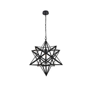 Timeless Home Nataly 23.6 in. W x 25.2 in. H 1-Light Black Pendant