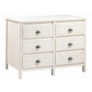 Baja 6-Drawer Shabby White Dresser 33.6''H x 51''W x 18.5''D
