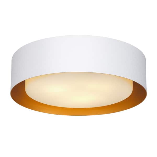 JAZAVA 19.7 in. 3-Light White Flush Mount with Frosted Glass Shade and No Bulbs Included