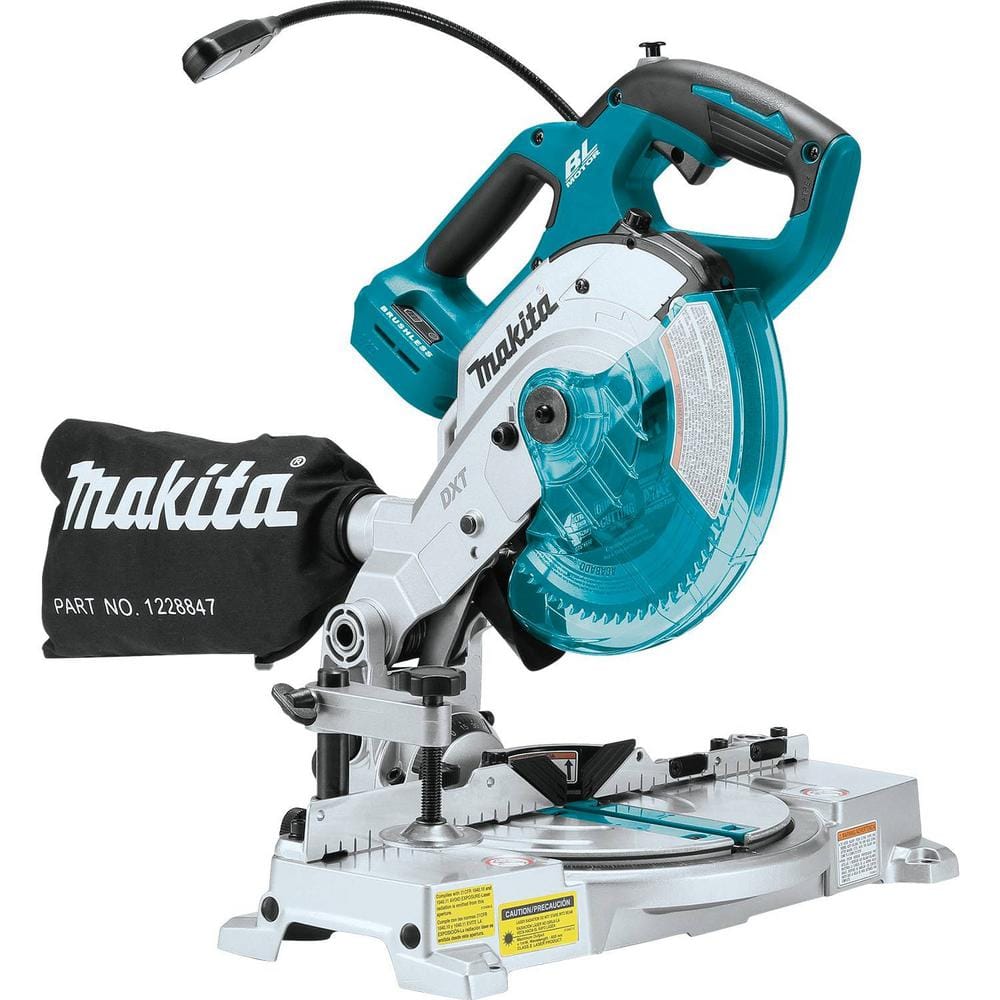 Makita 18V LXT Lithium-Ion Brushless Cordless 6-1/2 in. Compact Dual-Bevel  Compound Miter Saw with Laser (Tool Only) XSL05Z The Home Depot