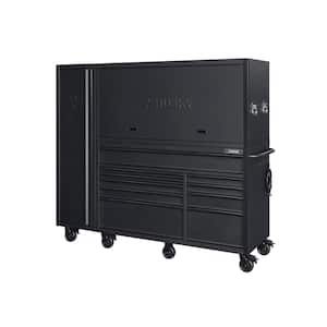 80 in. W x 24 in. D Heavy Duty 10-Drawer 3-Piece Combo Rolling Tool Chest, Top Cabinet, and Side Locker in Matte Black