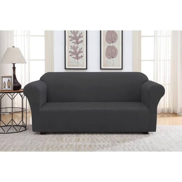 Unbranded Gray Suede Stretch Fit Sofa Slipcover