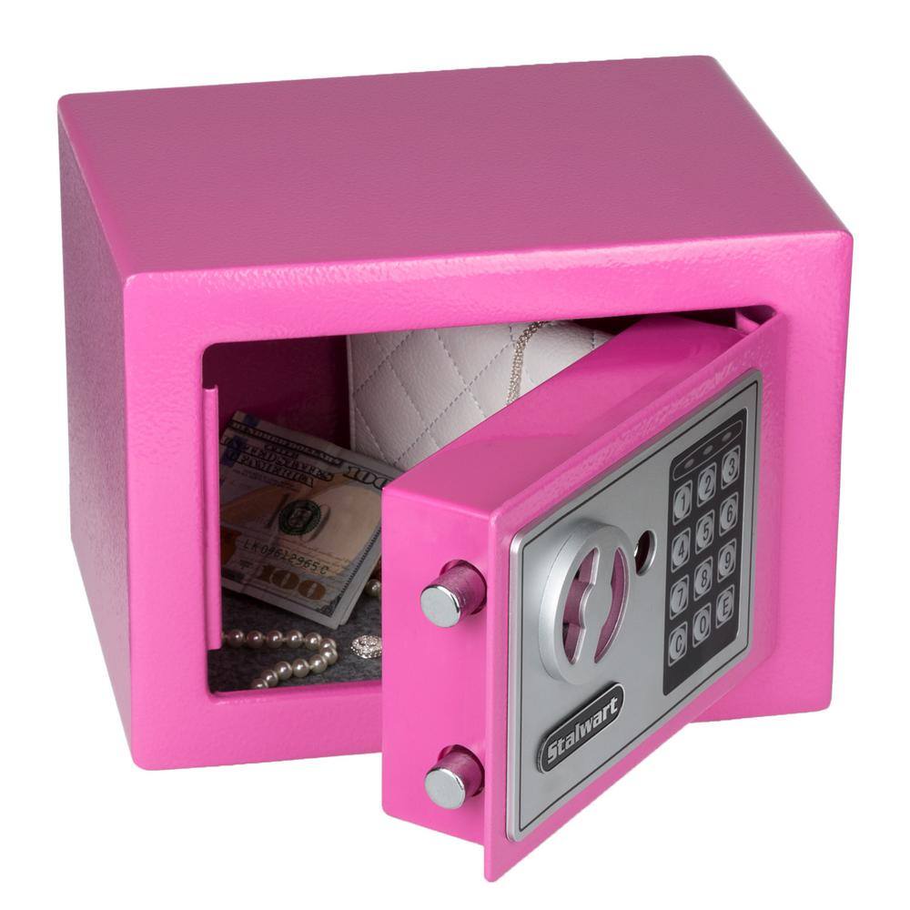 Compact Pink Steel Electronic Safe Box with Keypad