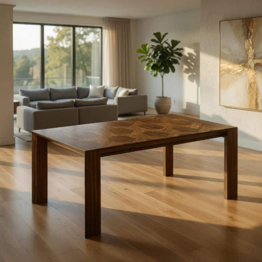 Liyo Modern Warm Brown Wood 40 in. 4 Legs Base Dining Table Seating for 6 price history on PriceWatchPro