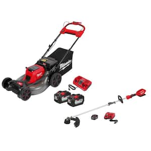M18 FUEL Brushless Cordless 21 in. Dual Battery Self-Propelled Lawn Mower w/ String Trimmer, (2)12Ah, (1)8Ah Batteries