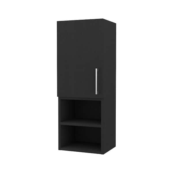11.8 in. W x 31.5 in. H Rectangular Black Surface Mount Medicine Cabinet with Mirror