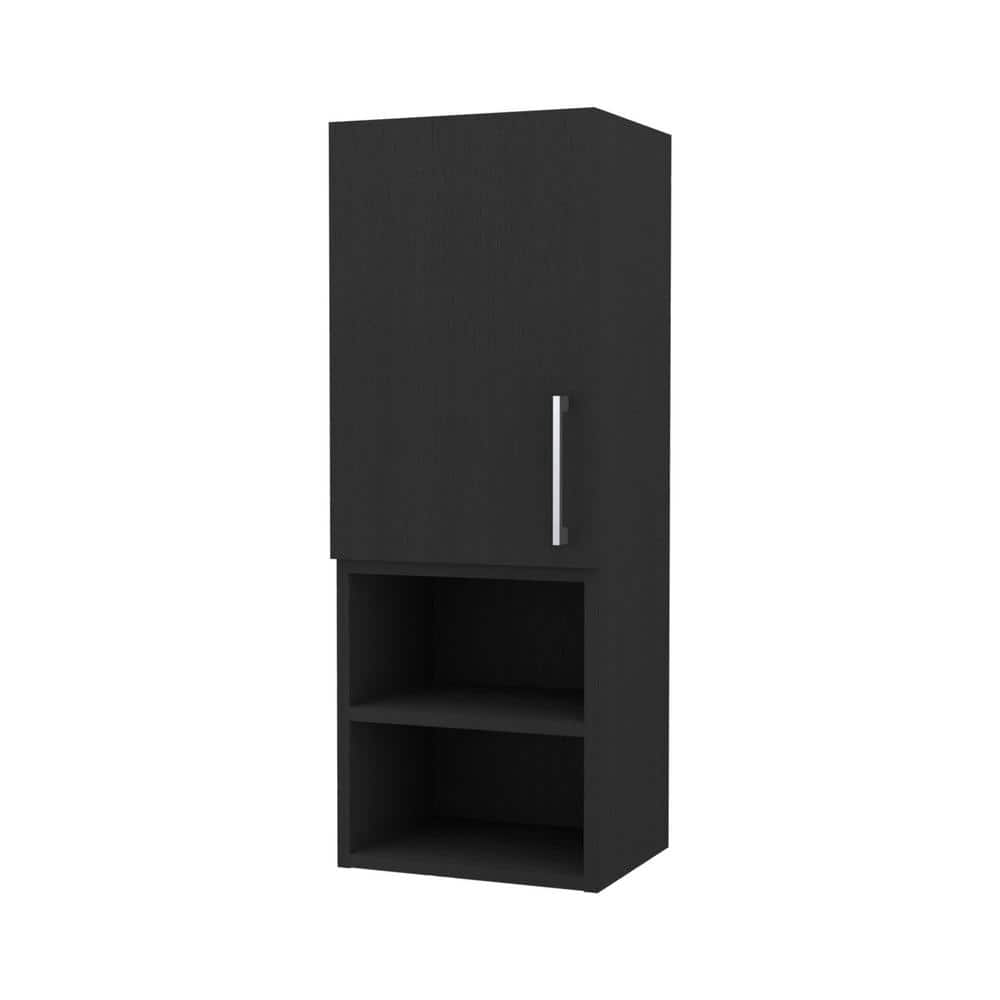 11.8 in. W x 31.5 in. H Rectangular Black Surface Mount Medicine Cabinet wi