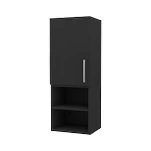 11.8 in. W x 31.5 in. H Rectangular Black Surface Mount Medicine Cabinet with Mirror