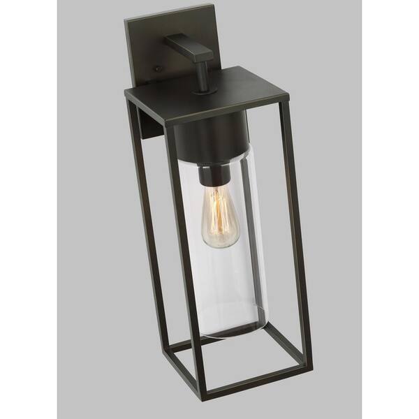 Generation Lighting - Vado Extra Large 1-Light Antique Bronze Hardwired Outdoor Wall Lantern Sconce with Clear Glass Shade