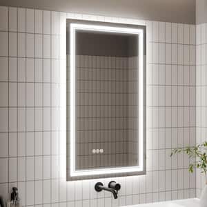 24 in. W x 40 in. H Rectangular Frameless Anti-Fog Backlit Front Lighted Wall LED Bathroom Vanity Mirror, Tempered Glass