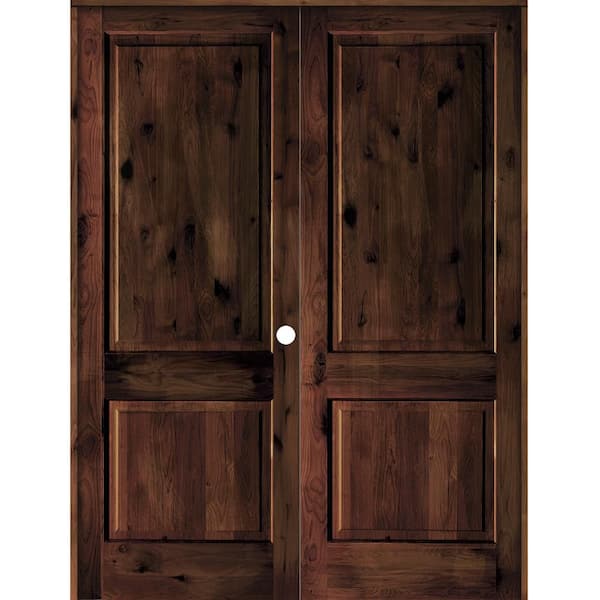 Krosswood Doors 72 in. x 96 in. Rustic Knotty Alder 2-Panel Square Top ...