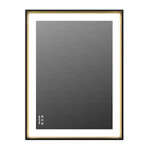 32 in. W x 24 in. H Small Rectangular Aluminum Framed Wall Mounted LED Anti-Fog Bathroom Vanity Mirror in Silver