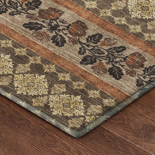 Mayfield Premium Machine Washable Abstract AMF2465 Chocolate 2 ft. x 3 ft. Accent Rug