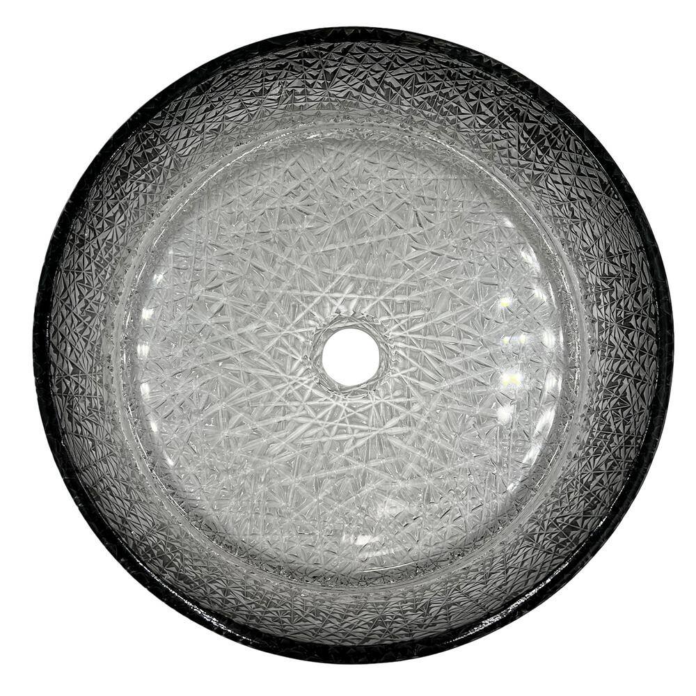 16'' Round Textured Clear Glass Vessel Sink