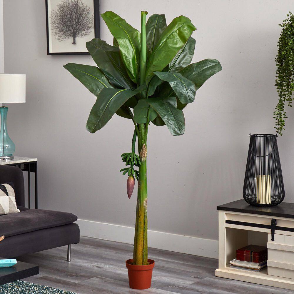 6-Foot Green Silk Banana Tree in Decorative Pot