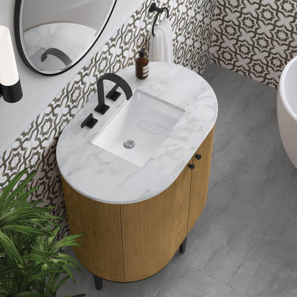 Bellamy 36" Rustic Oak and Marble Single Vanity